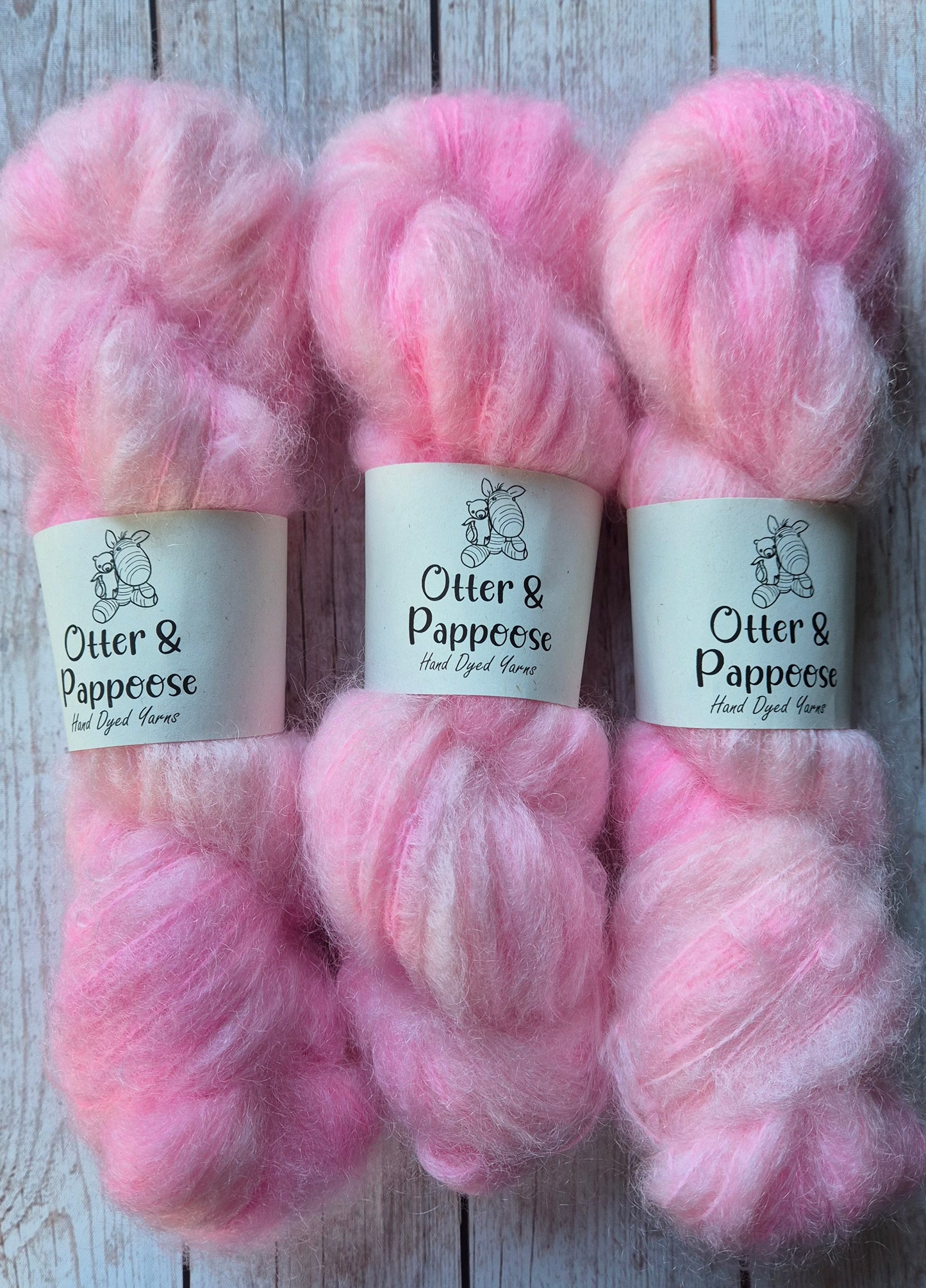 Candyfloss - Hand dyed yarn - DK Kid Fluff Mohair Merino