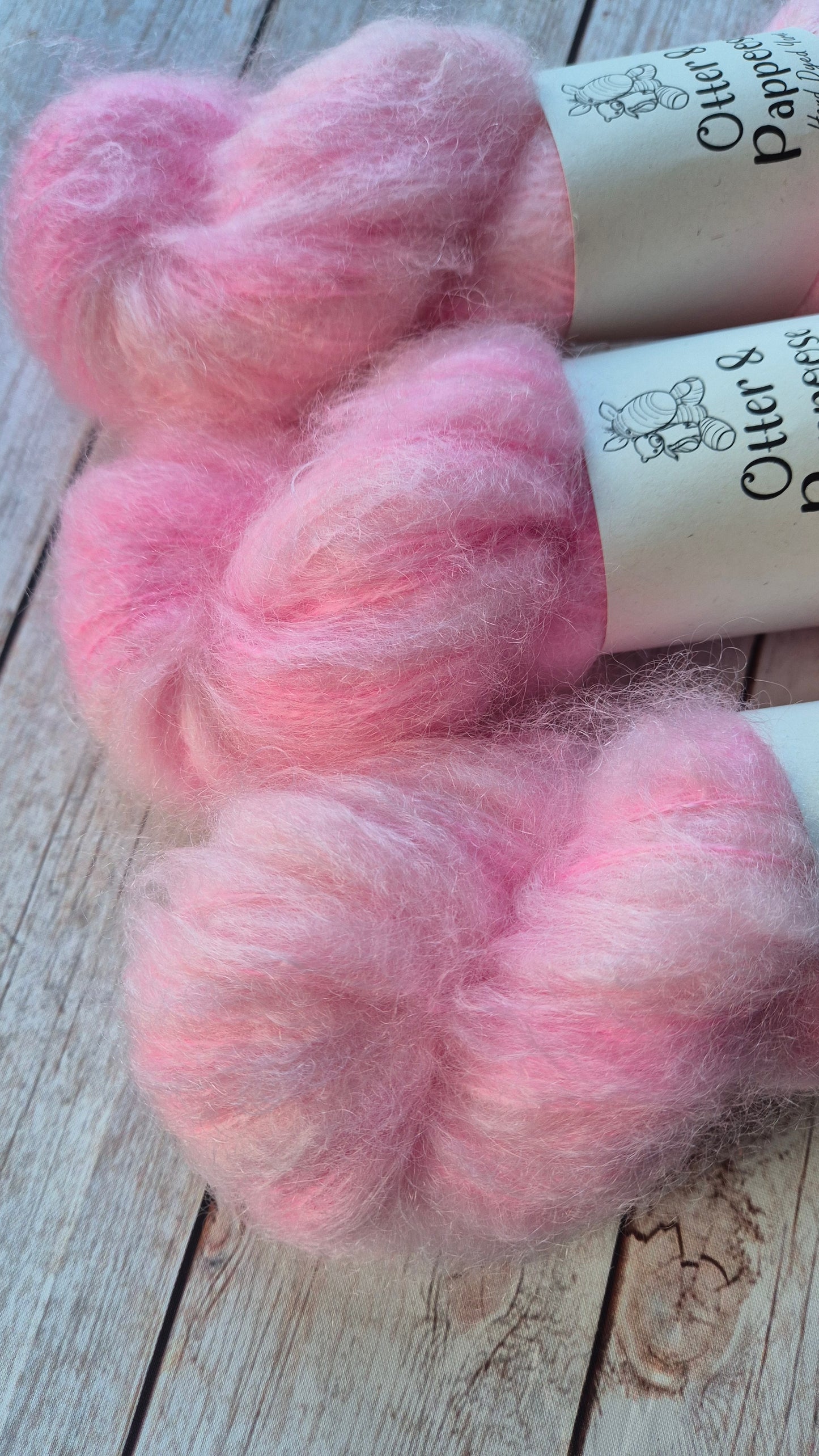 Candyfloss - Hand dyed yarn - DK Kid Fluff Mohair Merino