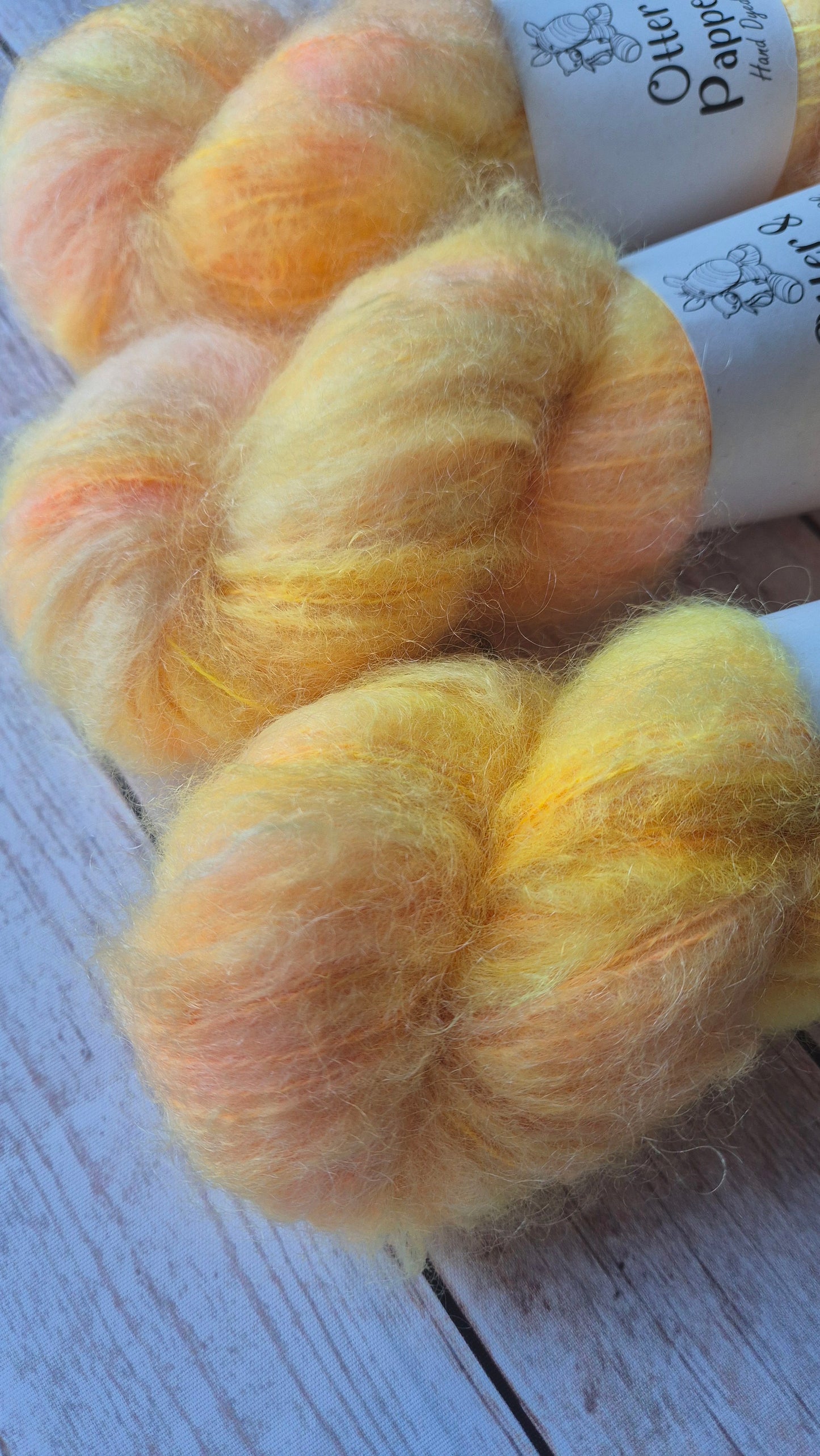 Orangeade - Hand dyed yarn - DK Kid Fluff Mohair Merino