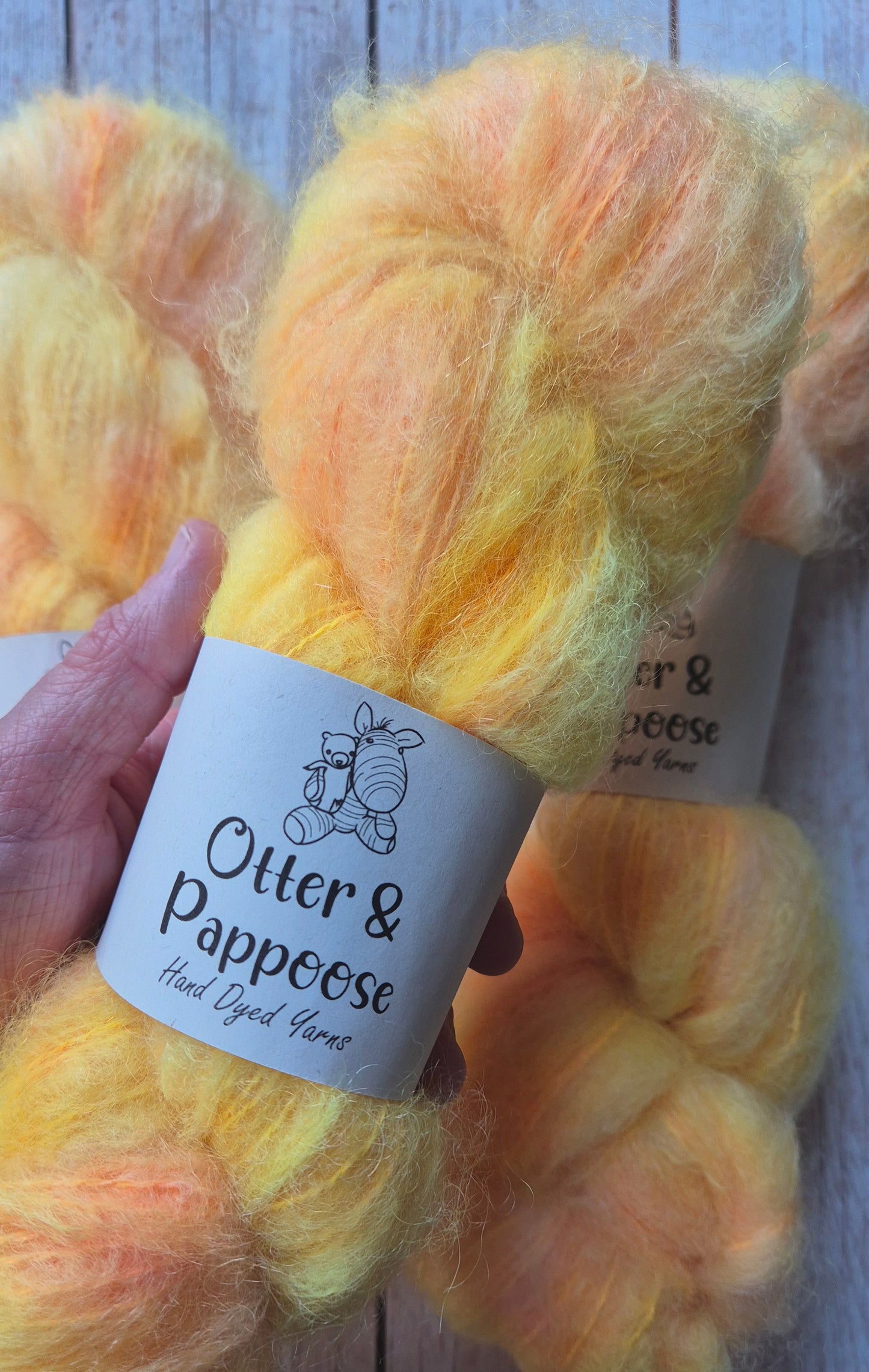 Orangeade - Hand dyed yarn - DK Kid Fluff Mohair Merino