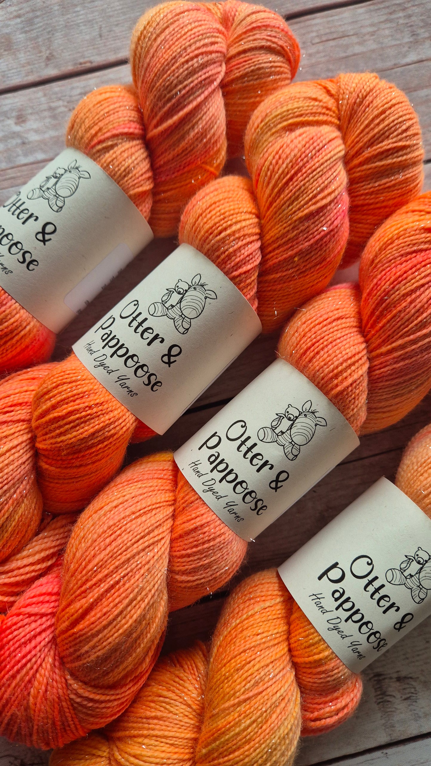 Tequila Sunrise Hand dyed yarn - 4ply Merino nylon, 4ply Sparkle