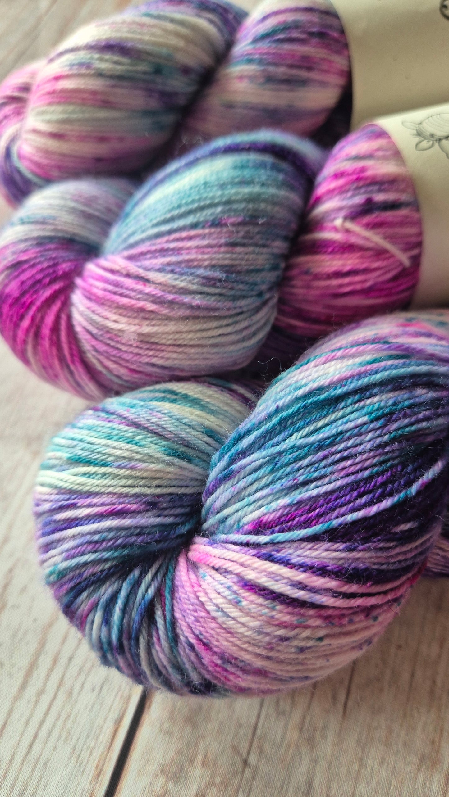 Pappoose's Birthday Party - Hand dyed yarn - 4ply Merino nylon, 4ply Alpaca