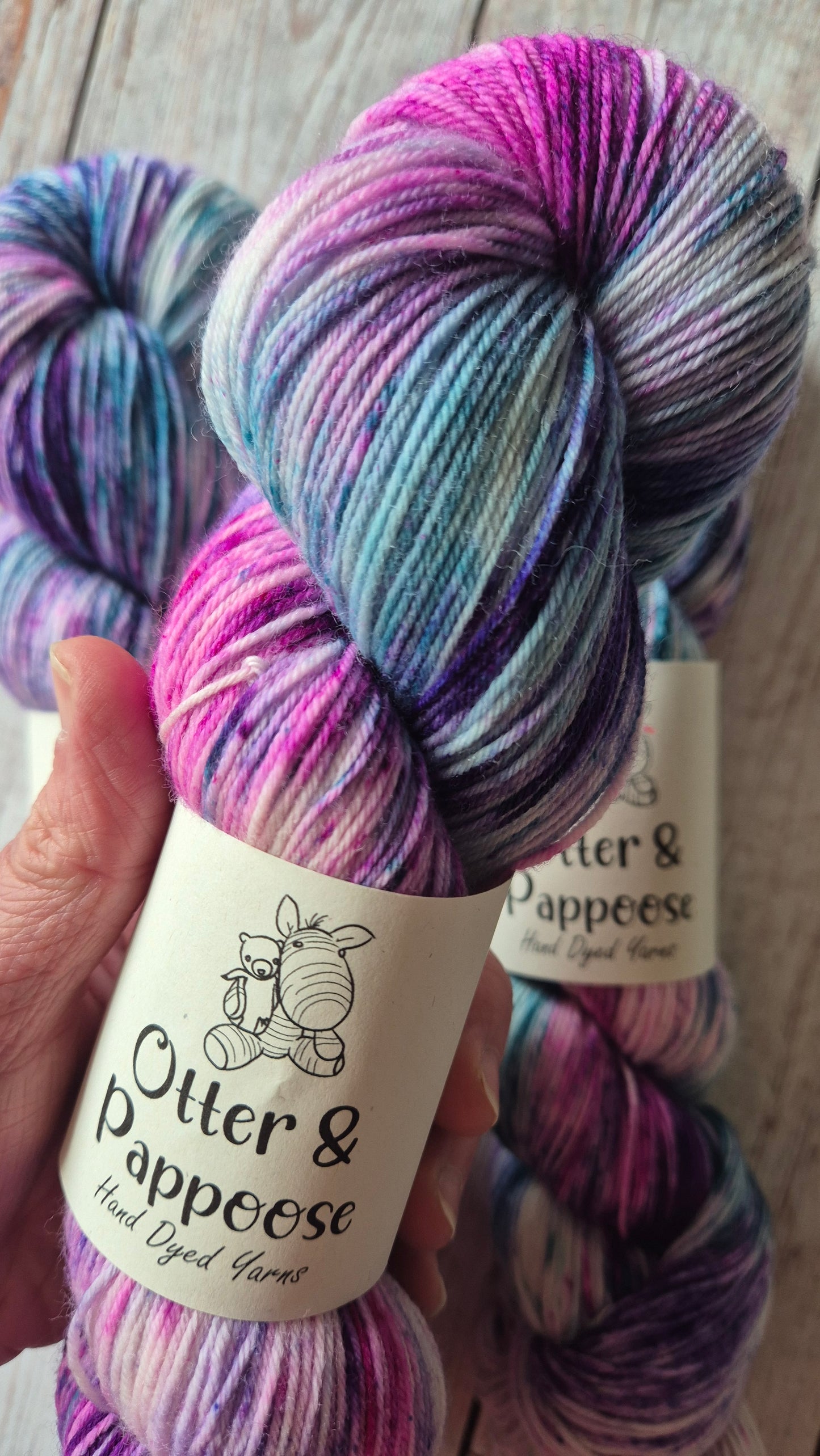 Pappoose's Birthday Party - Hand dyed yarn - 4ply Merino nylon, 4ply Alpaca