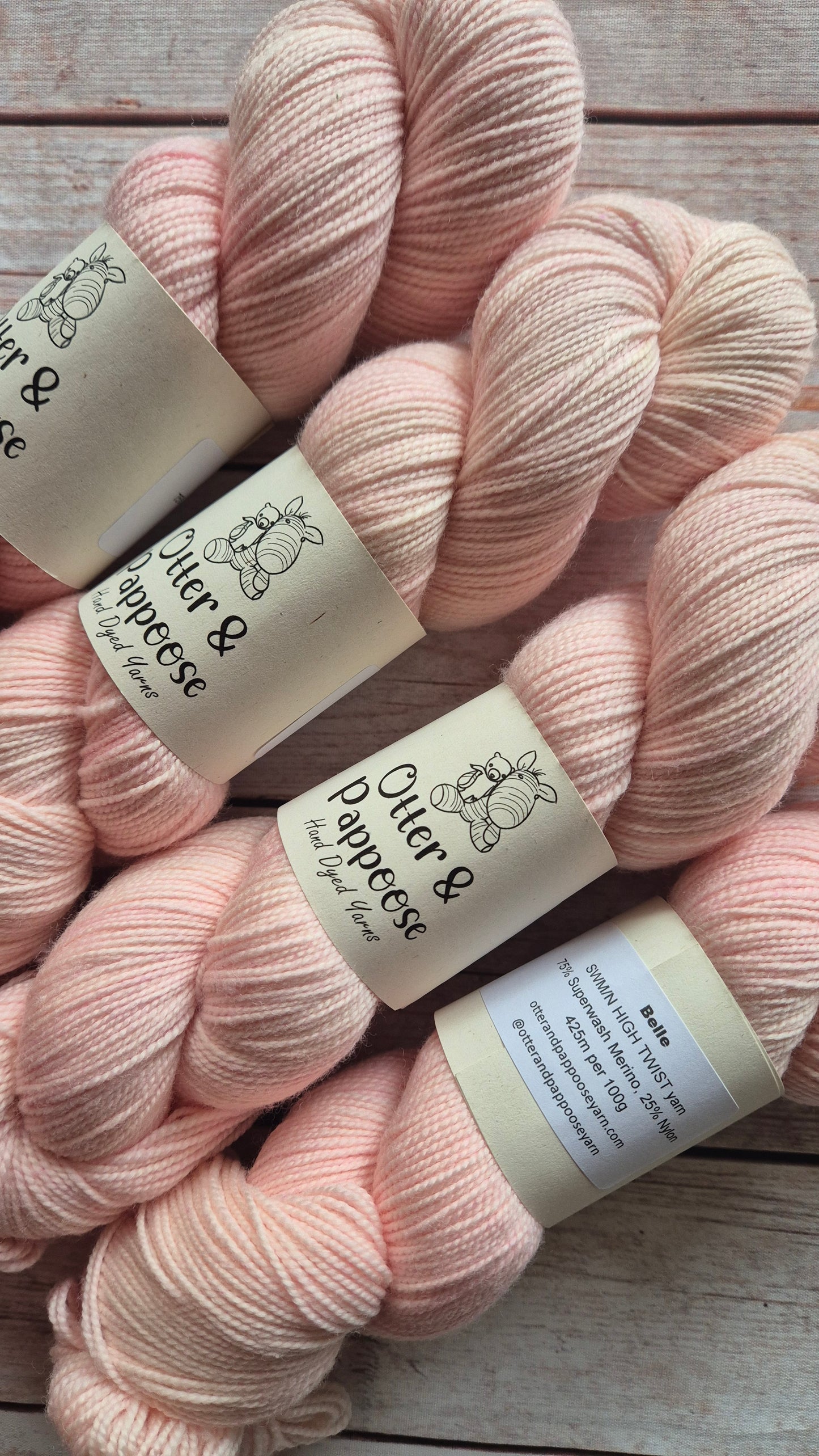 Belle - Hand dyed yarn - 4ply Merino nylon, Sock High Twist 75/25