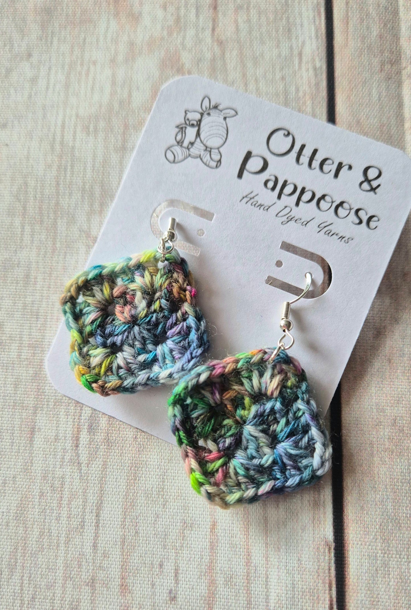 Granny Square Earrings - Single colourway - Hook 925 Silver