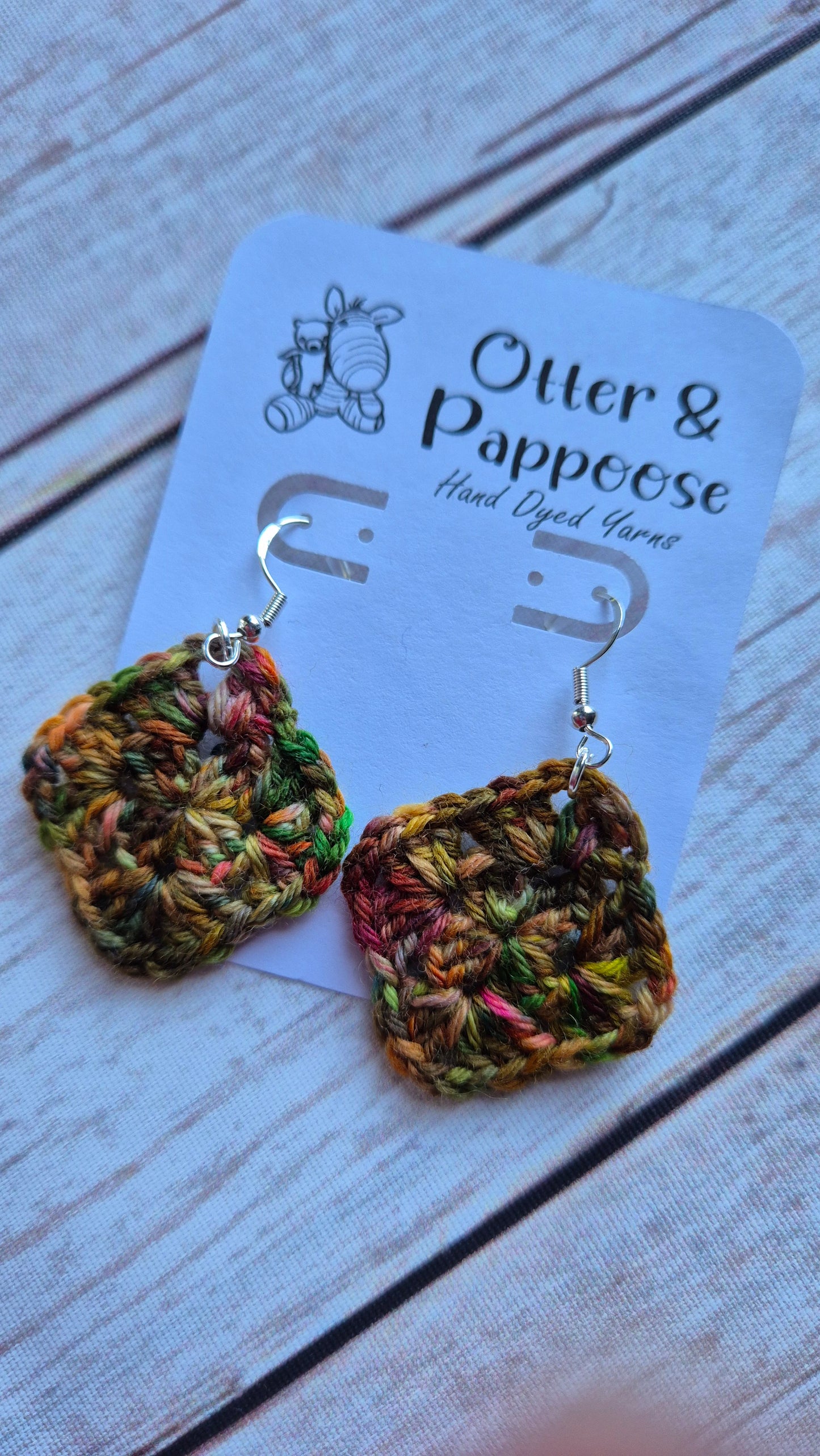Granny Square Earrings - Single colourway - Hook 925 Silver