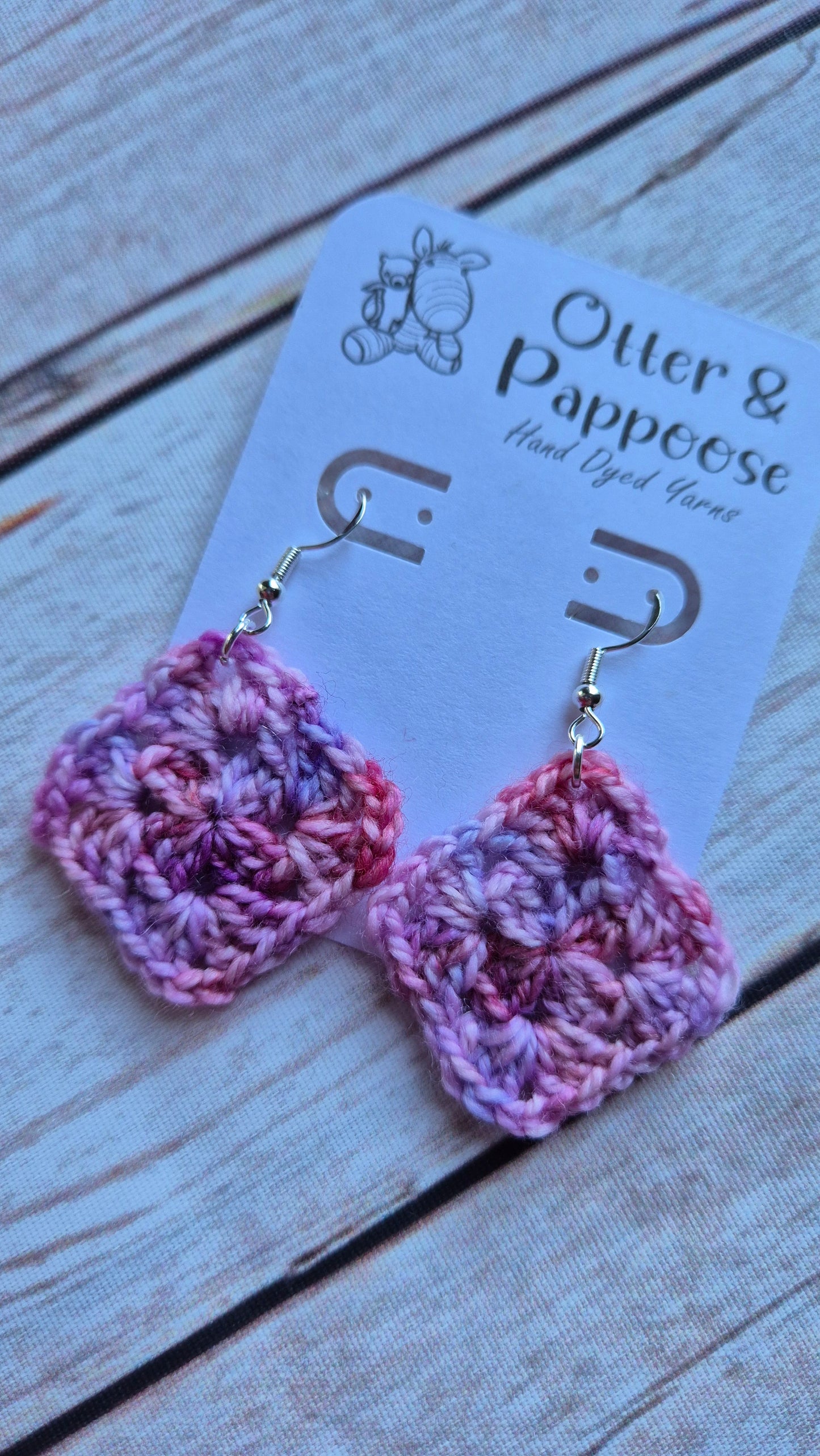 Granny Square Earrings - Single colourway - Hook 925 Silver