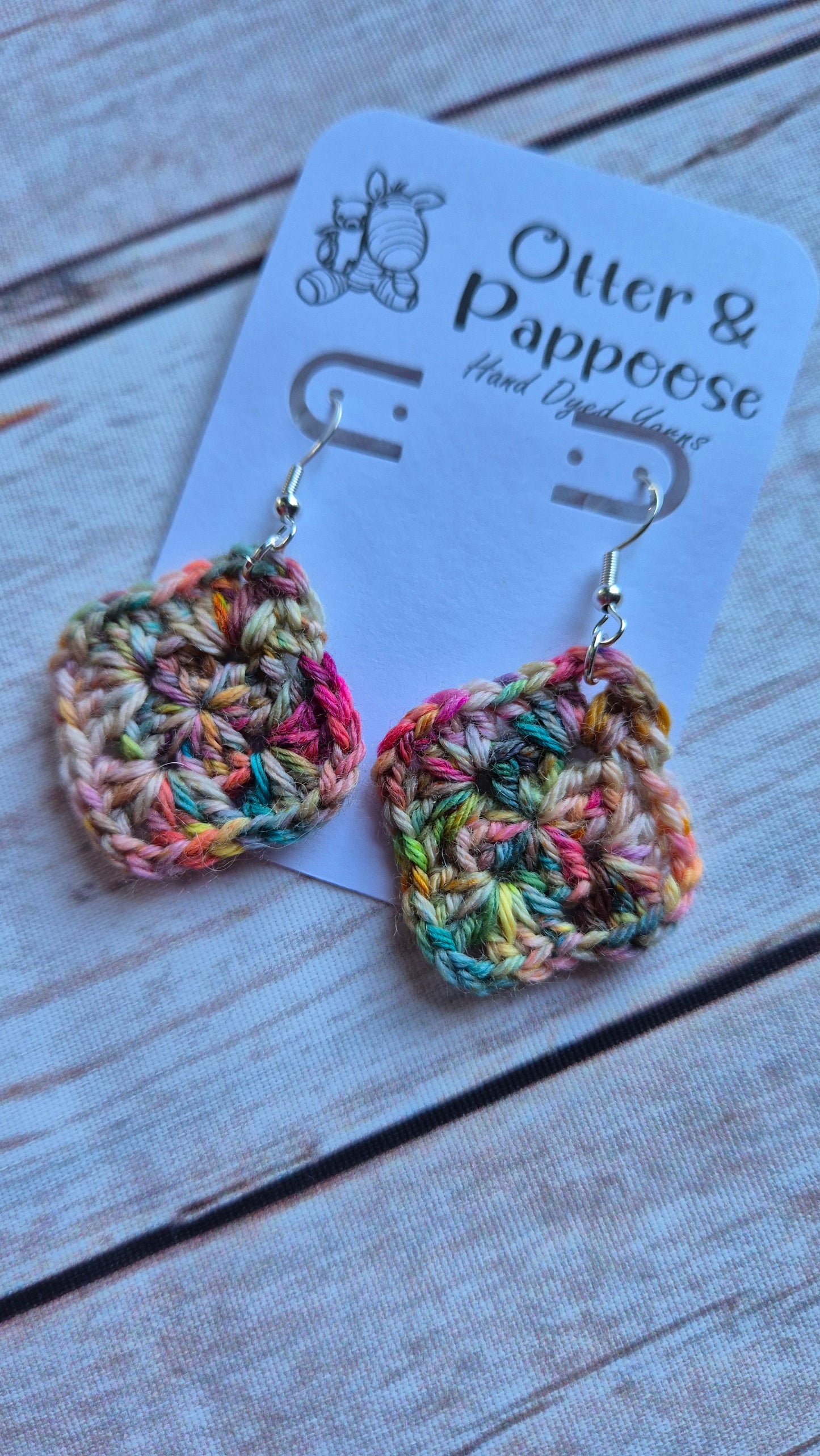 Granny Square Earrings - Single colourway - Hook 925 Silver
