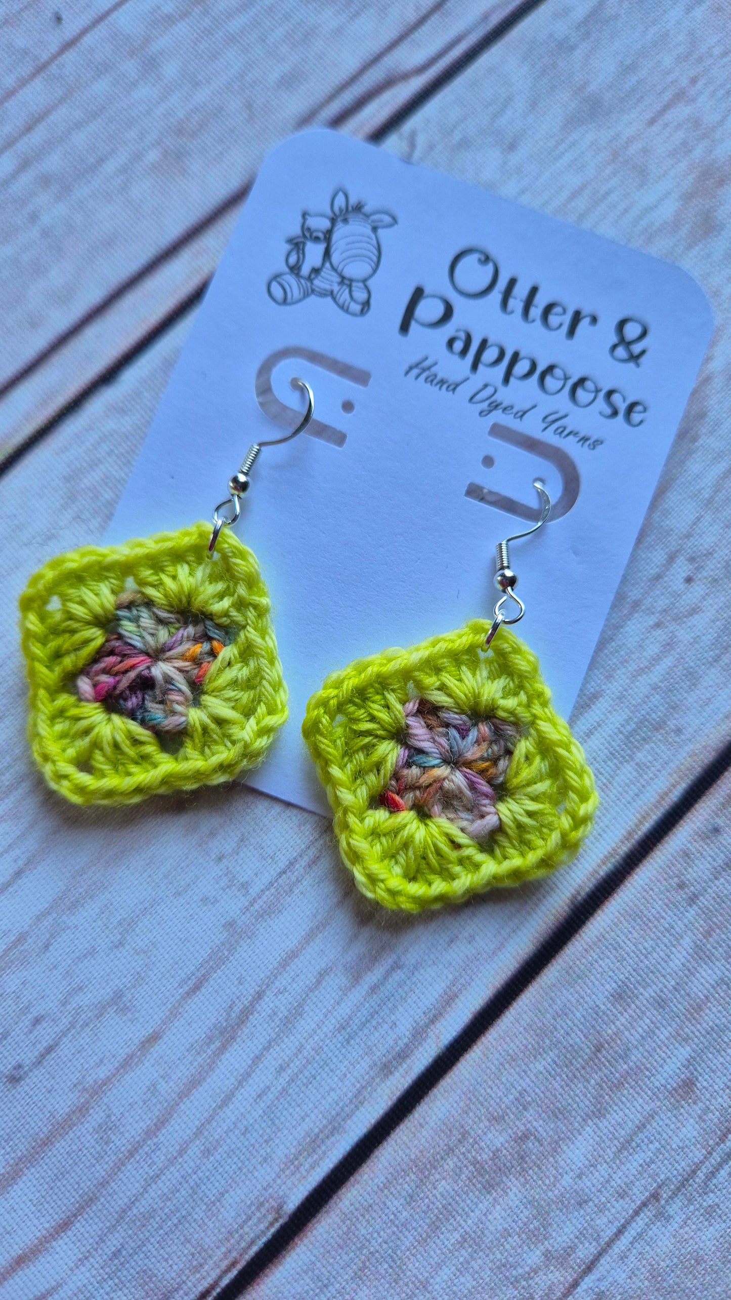 Granny Square Earrings - Two tone design - Hook 925 Silver