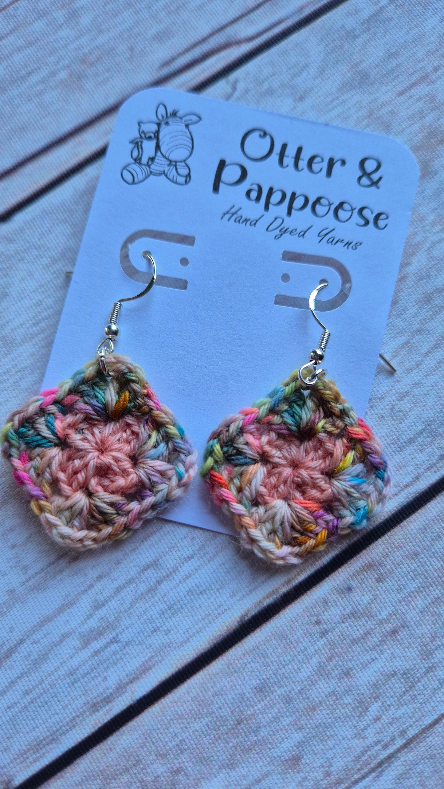 Granny Square Earrings - Two tone design - Hook 925 Silver