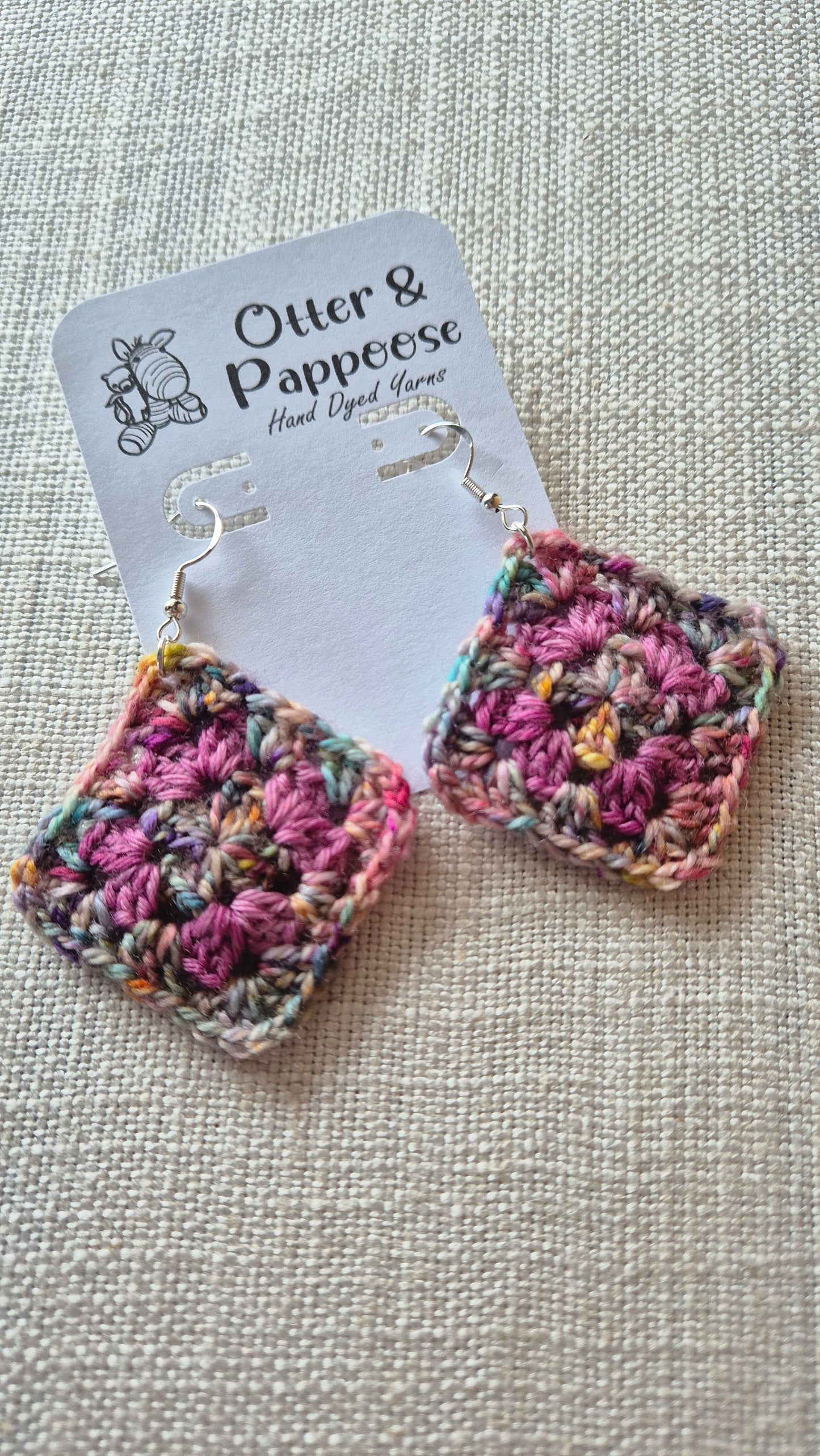 Large Granny Square Earrings - Hook 925 Silver