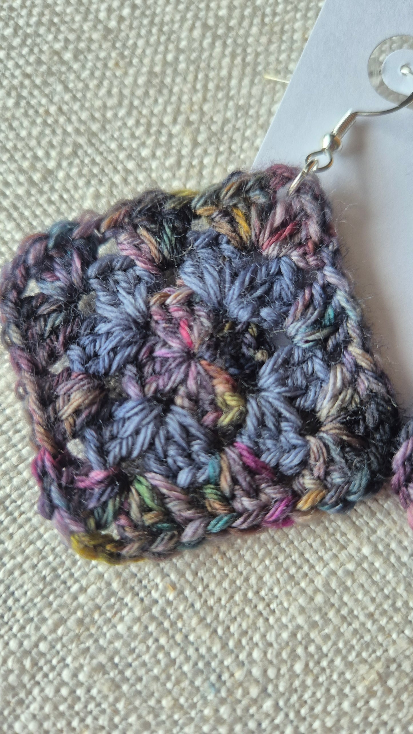 Large Granny Square Earrings - Hook 925 Silver