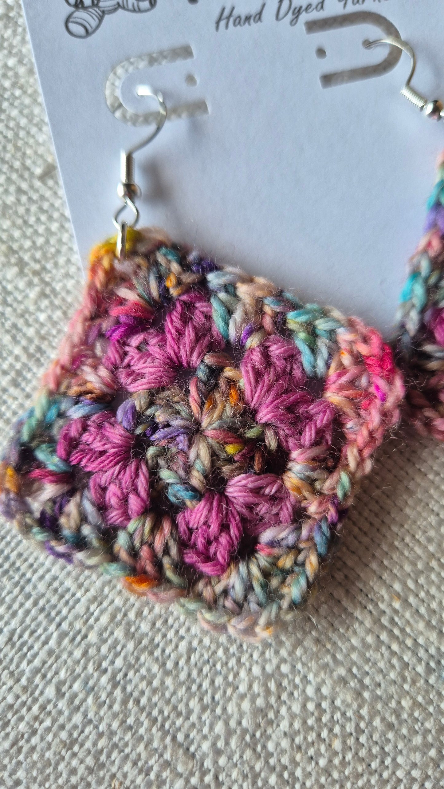 Large Granny Square Earrings - Hook 925 Silver