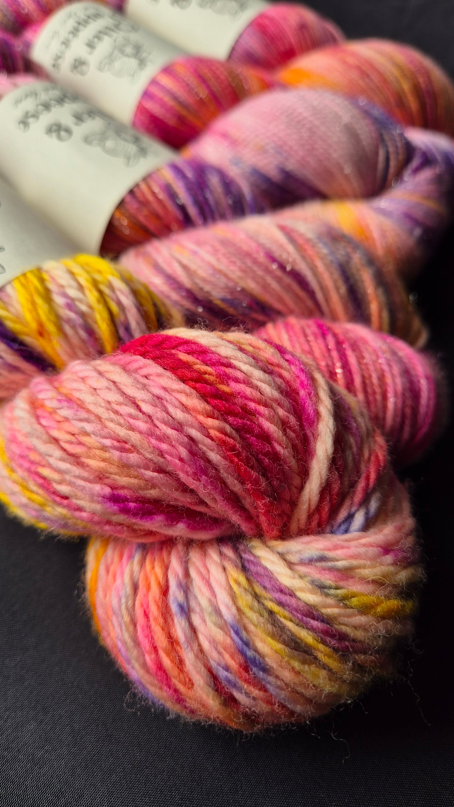 Scrumptiously Sweet - Hand dyed yarn - 4ply Merino nylon, 4ply & DK Sparkle, Chunky Merino nylon