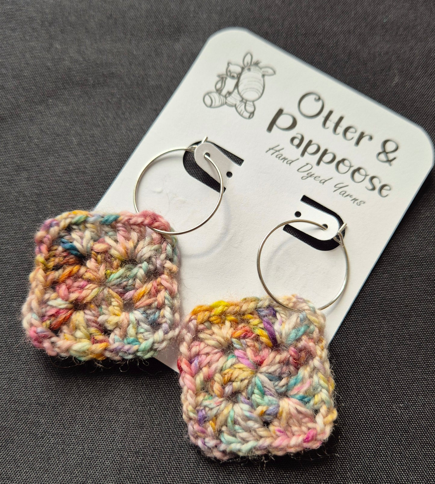 Granny Square Earrings - Hoop Stainless Steel