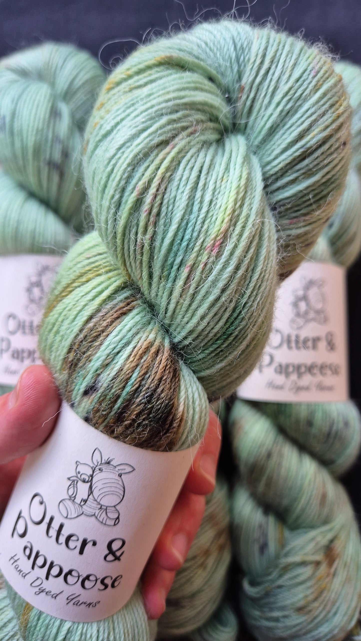 Sage Leaf - Hand dyed yarn - 4ply Alpaca, 4ply Donegal Nep/Merino