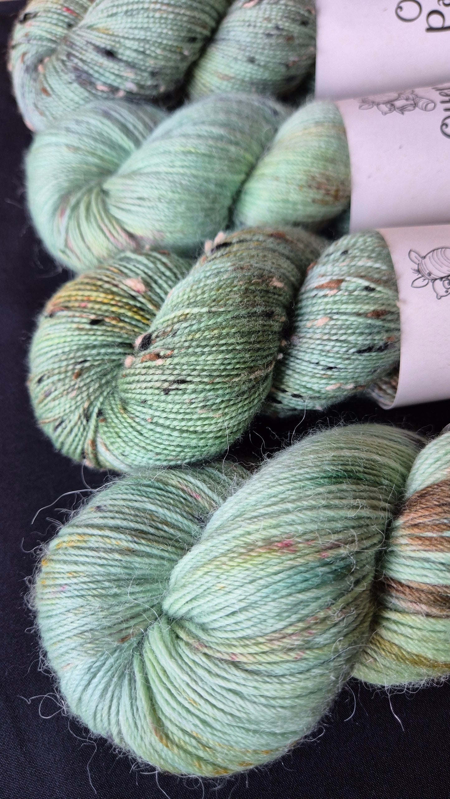 Sage Leaf - Hand dyed yarn - 4ply Alpaca, 4ply Donegal Nep/Merino