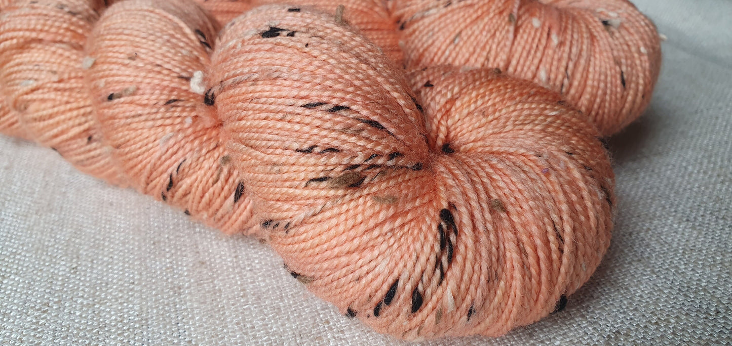 Just Peachy - Hand dyed yarn - 4ply Donegal Nep/Merino