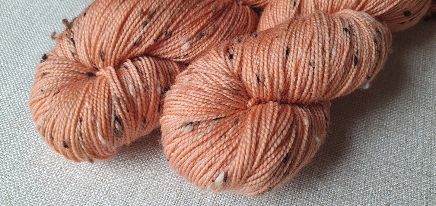 Just Peachy - Hand dyed yarn - 4ply Donegal Nep/Merino