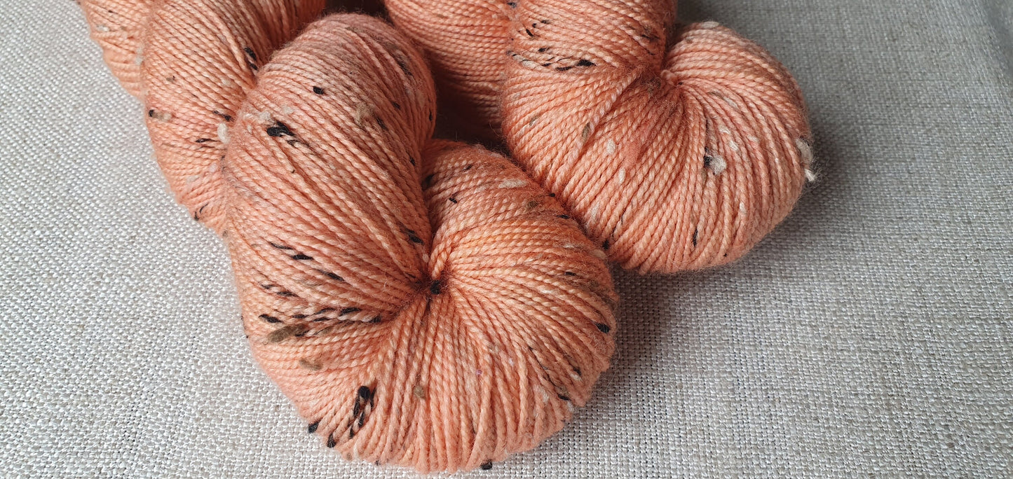 Just Peachy - Hand dyed yarn - 4ply Donegal Nep/Merino