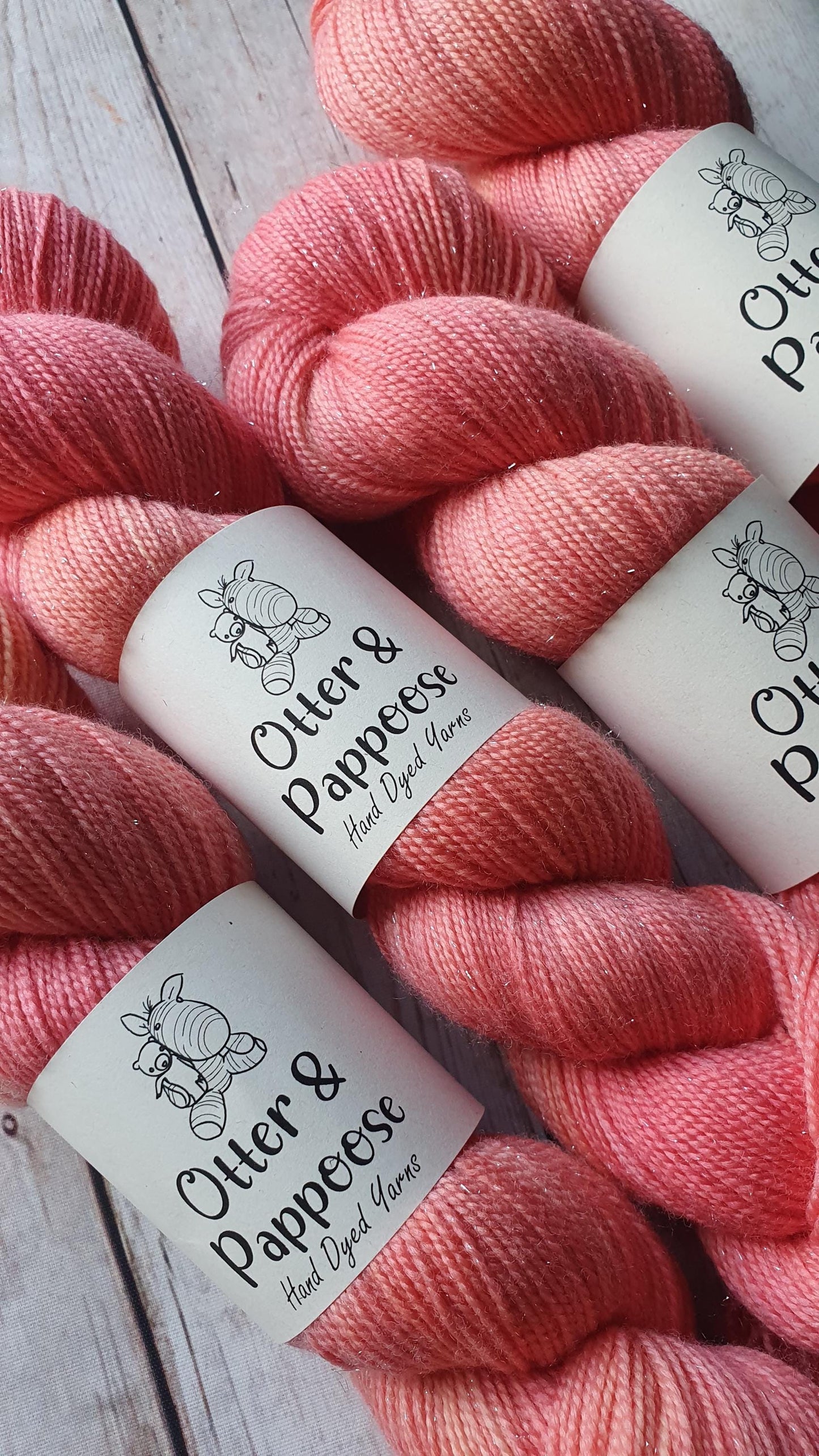 Happy Accident OOAK - Dancing Shrimps - Hand dyed yarn - 4ply Merino nylon, 4ply Sparkle