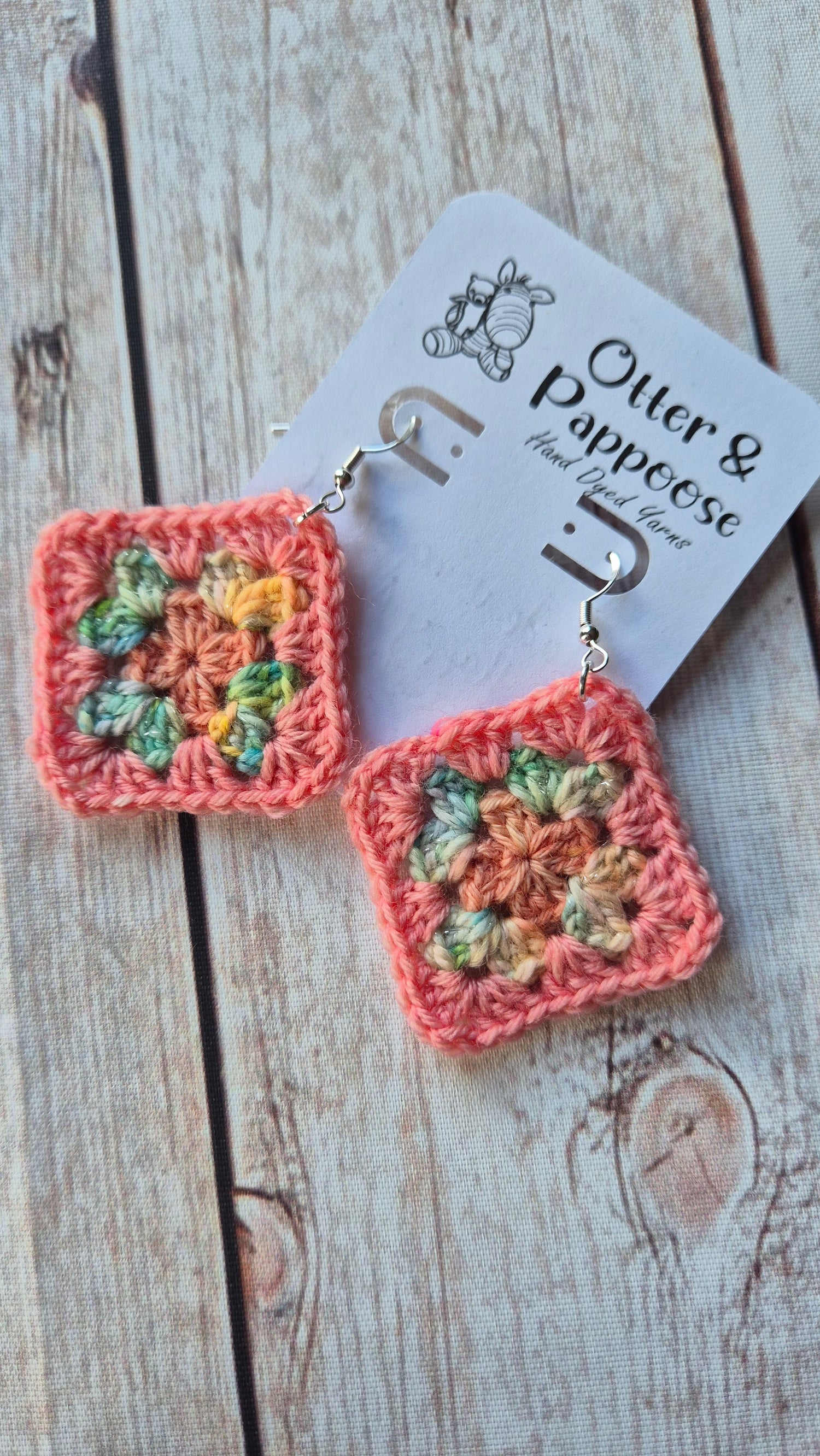 Earrings - Large Granny square