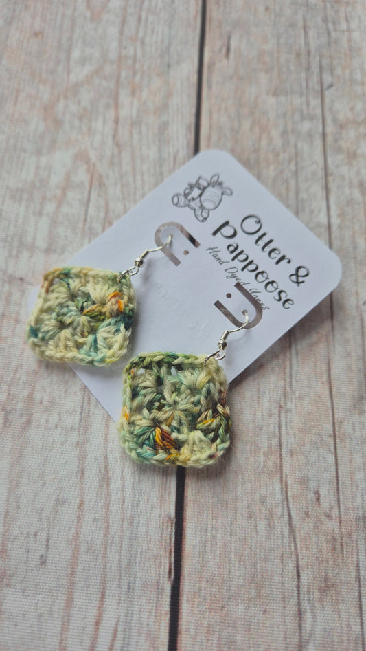 Granny Square Earrings - Single colourway - Hook 925 Silver