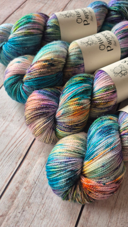 Dance Like No One Is Watching - Hand dyed yarn - 4ply Merino nylon, 4ply Sparkle