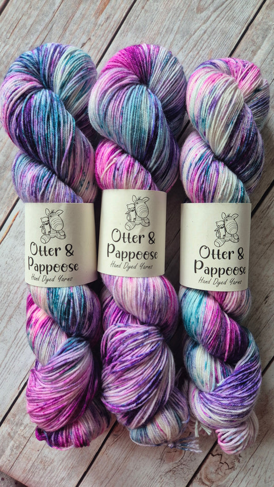 Pappoose's Birthday Party - Hand dyed yarn  - 4ply Merino nylon, 4ply Alpaca