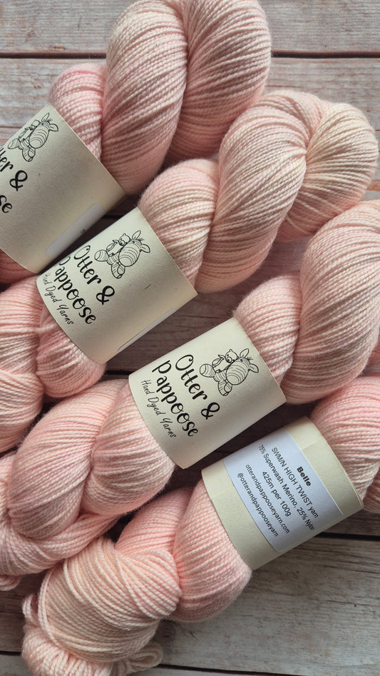 Belle - Hand dyed yarn - 4ply Merino nylon, Sock High Twist 75/25