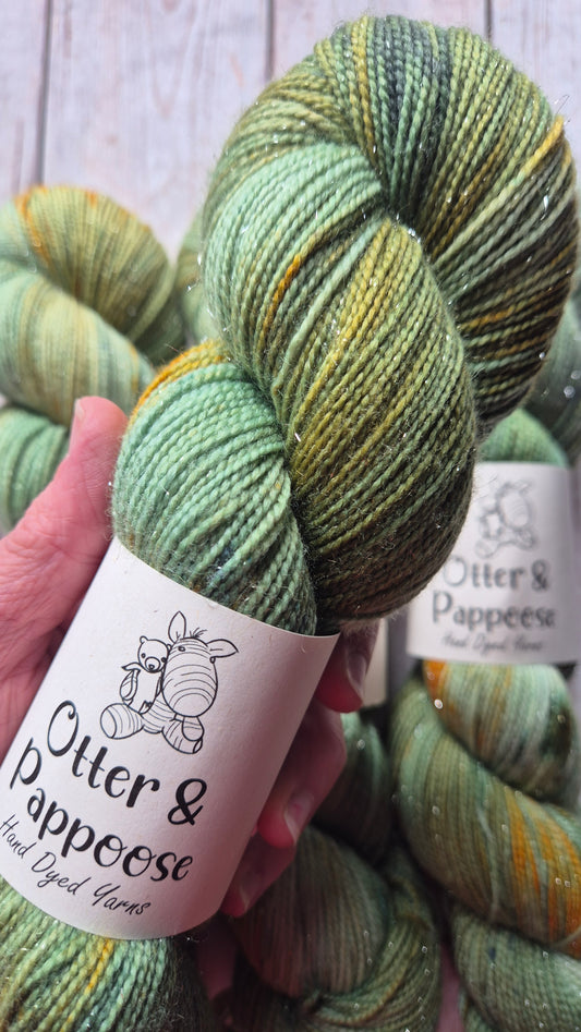 Life In The Long Grass - Hand dyed yarn - 4ply Merino nylon, 4ply Sparkle