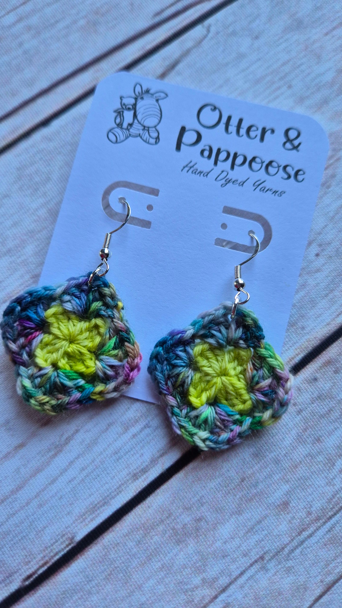 Granny Square Earrings - Two tone design - Hook 925 Silver