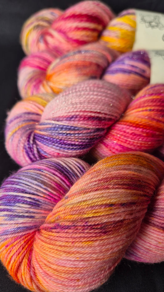 Scrumptiously Sweet - Hand dyed yarn - 4ply Merino nylon, 4ply & DK Sparkle, Chunky Merino nylon
