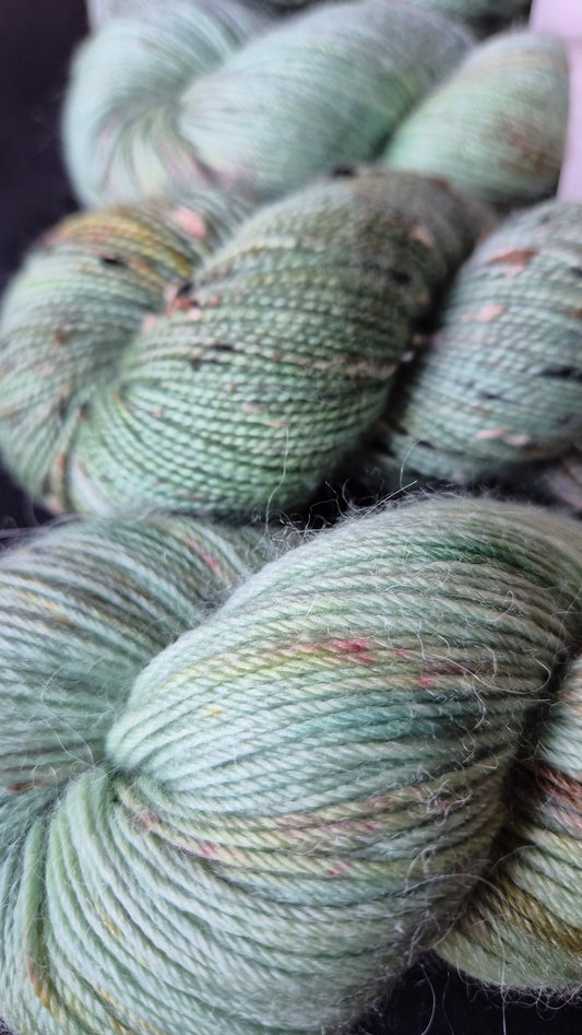 Sage Leaf - Hand dyed yarn - 4ply Alpaca, 4ply Donegal Nep/Merino