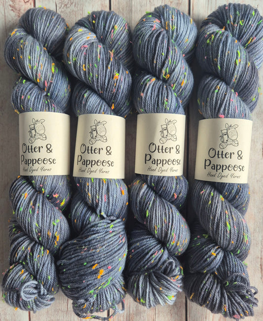 Thunder and Lightening - Hand dyed yarn - Neon DK Donegal Nep/Merino