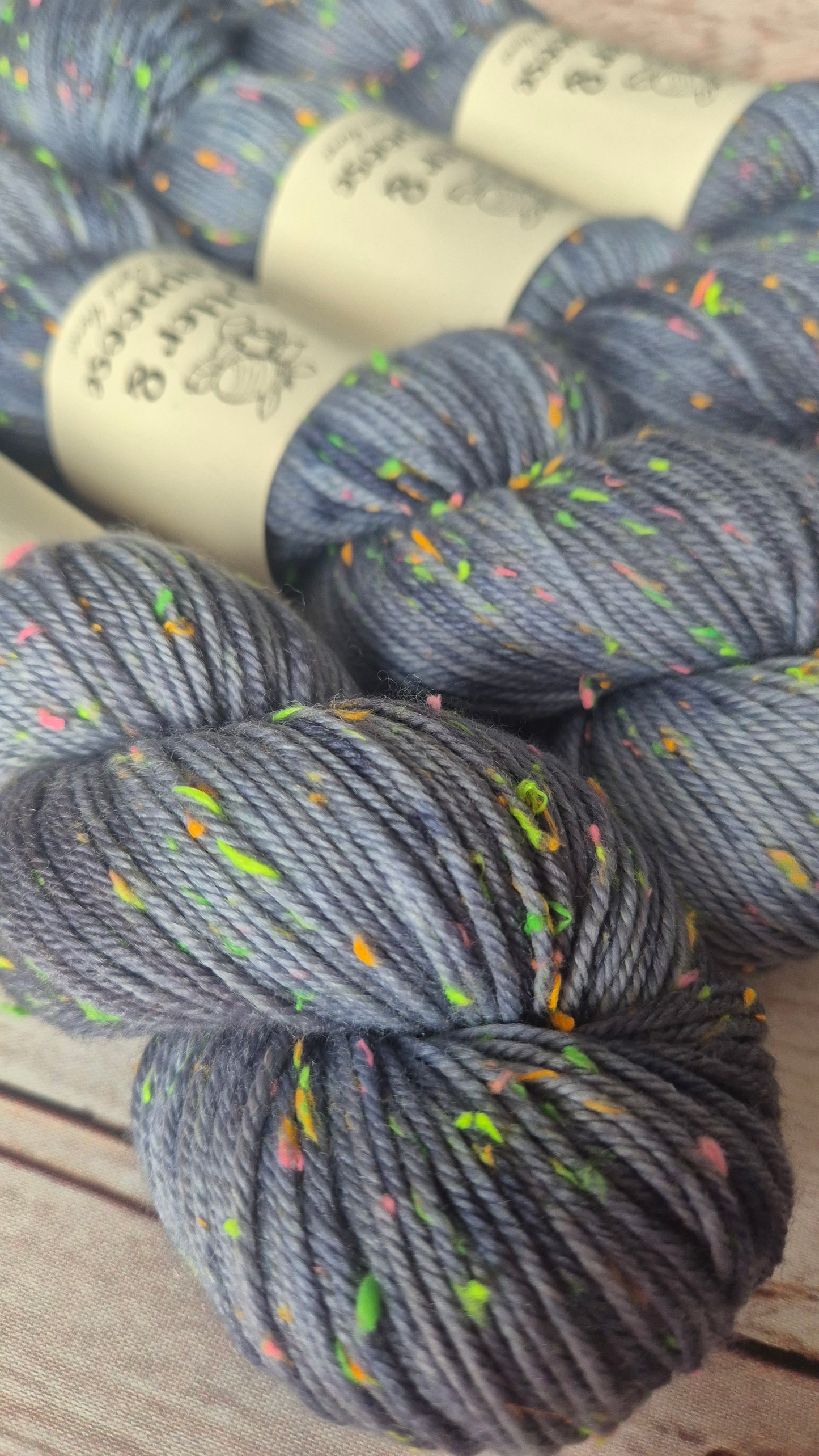 Thunder and Lightening - Hand dyed yarn - Neon DK Donegal Nep/Merino