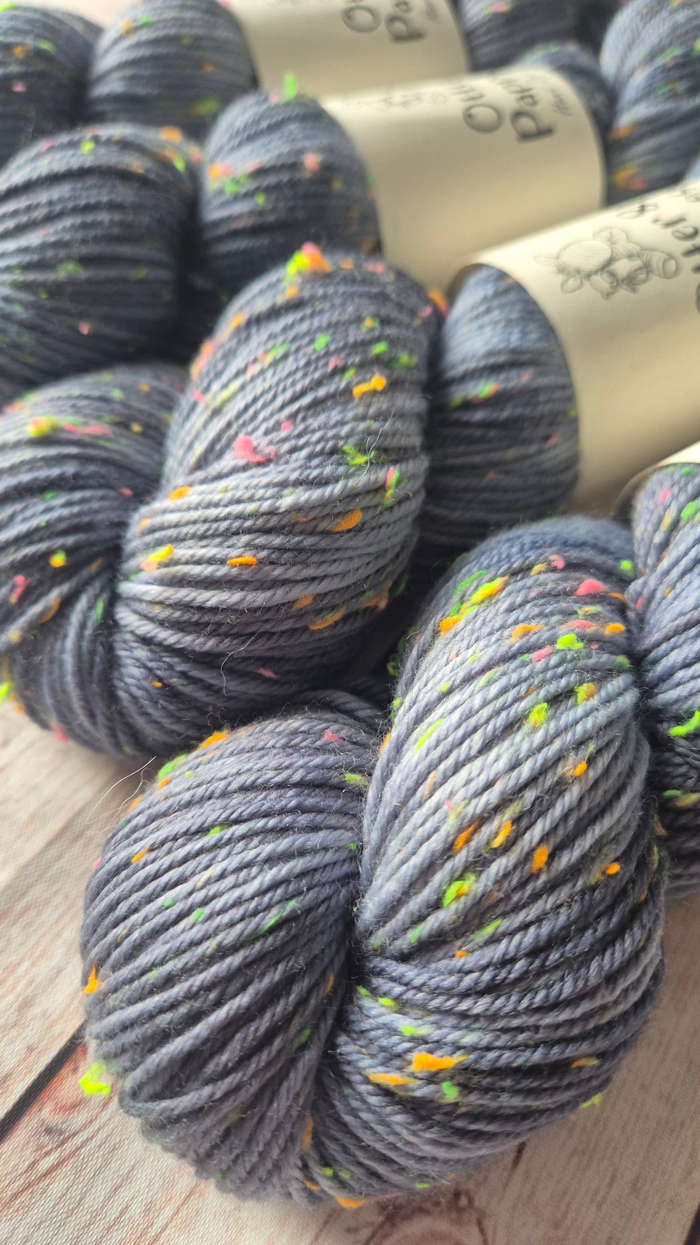 Thunder and Lightening - Hand dyed yarn - Neon DK Donegal Nep/Merino