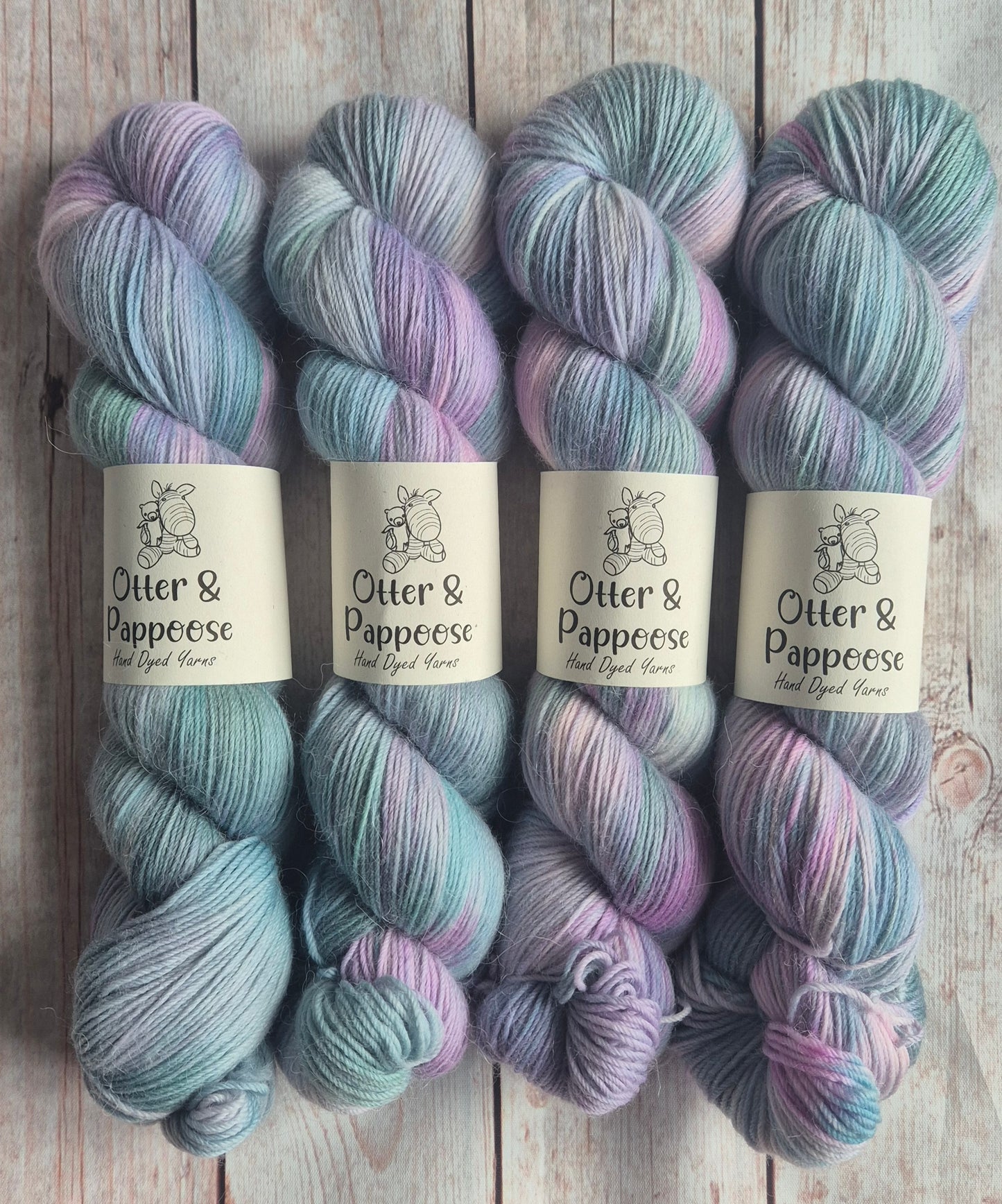 Misty Morning - Hand dyed yarn - 4ply Merino nylon, 4ply Sparkle, 4ply Alpaca