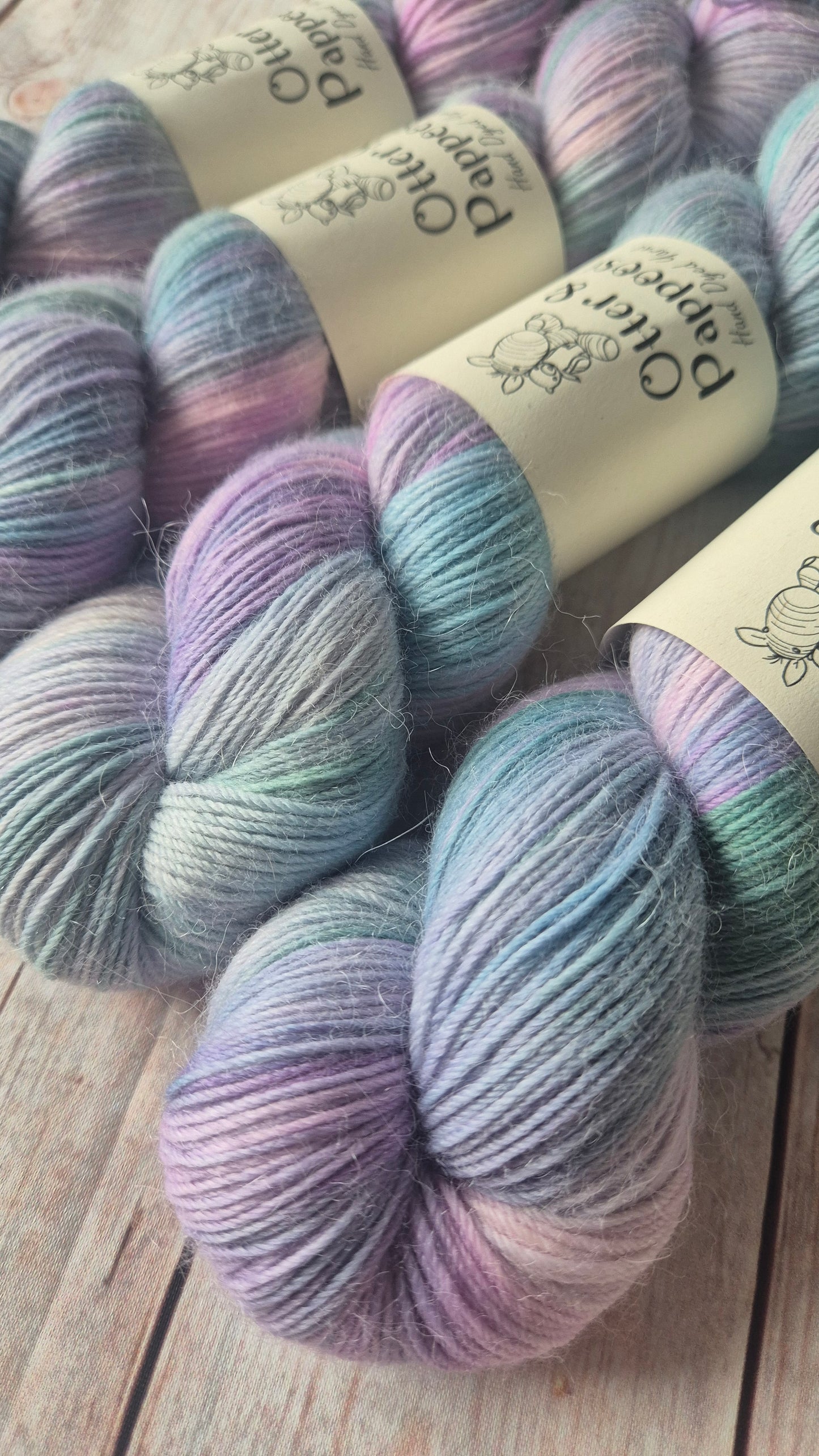 Misty Morning - Hand dyed yarn - 4ply Merino nylon, 4ply Sparkle, 4ply Alpaca