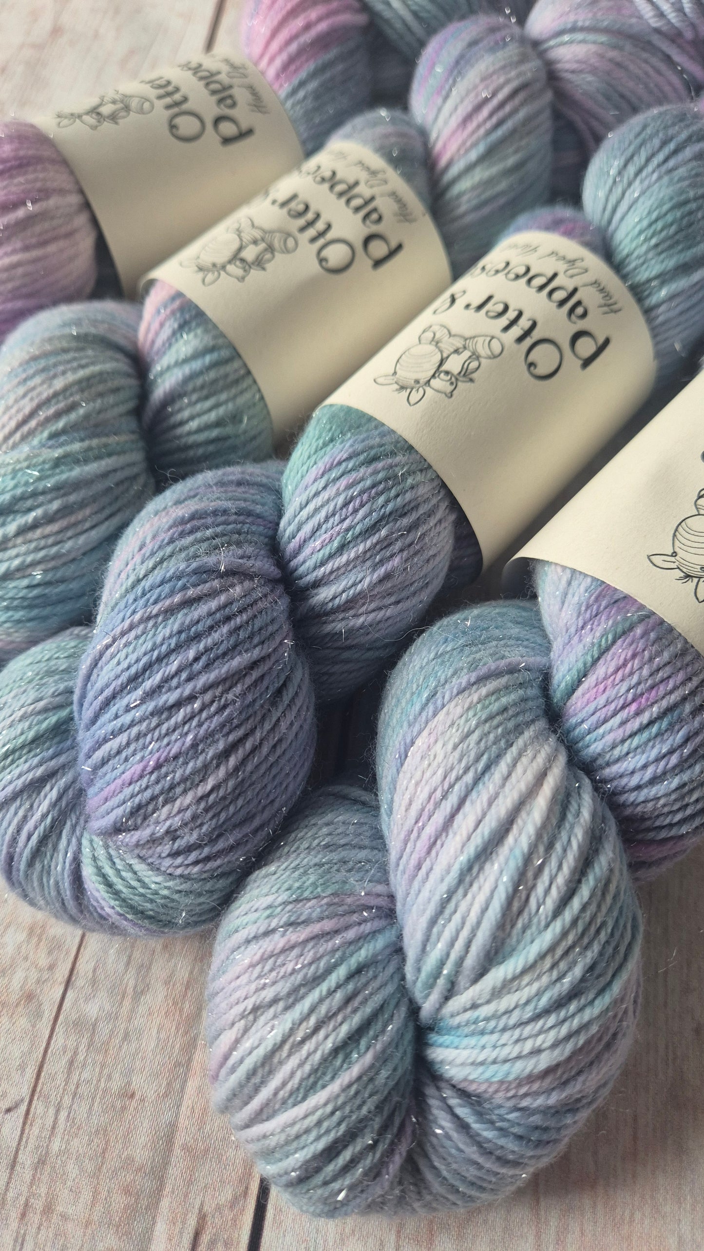 Misty Morning - Hand dyed yarn - 4ply Merino nylon, 4ply Sparkle, 4ply Alpaca