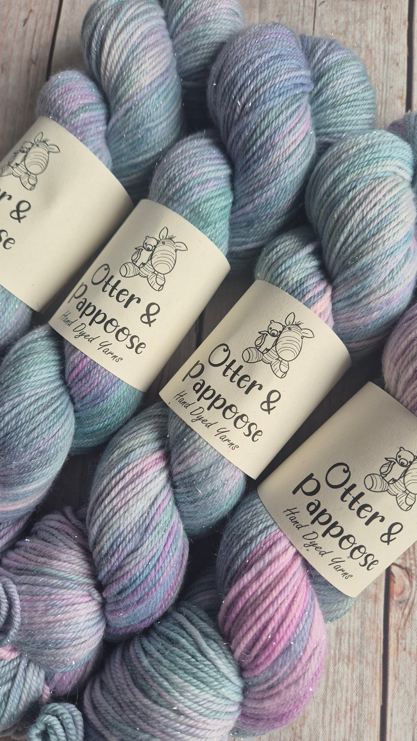 Misty Morning - Hand dyed yarn - 4ply Merino nylon, 4ply Sparkle, 4ply Alpaca