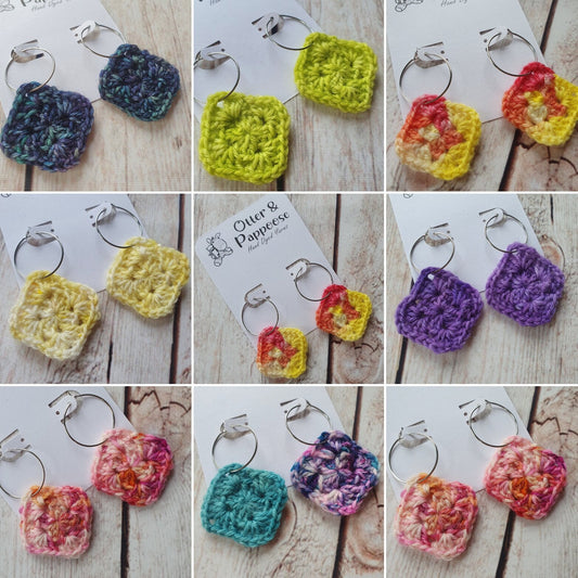 Granny Square Earrings - Hoop Stainless Steel