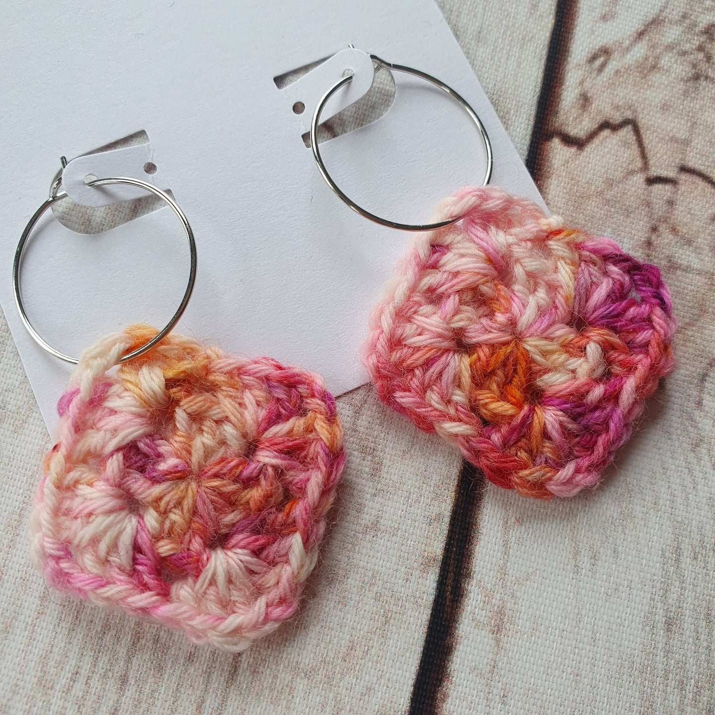 Granny Square Earrings - Hoop Stainless Steel