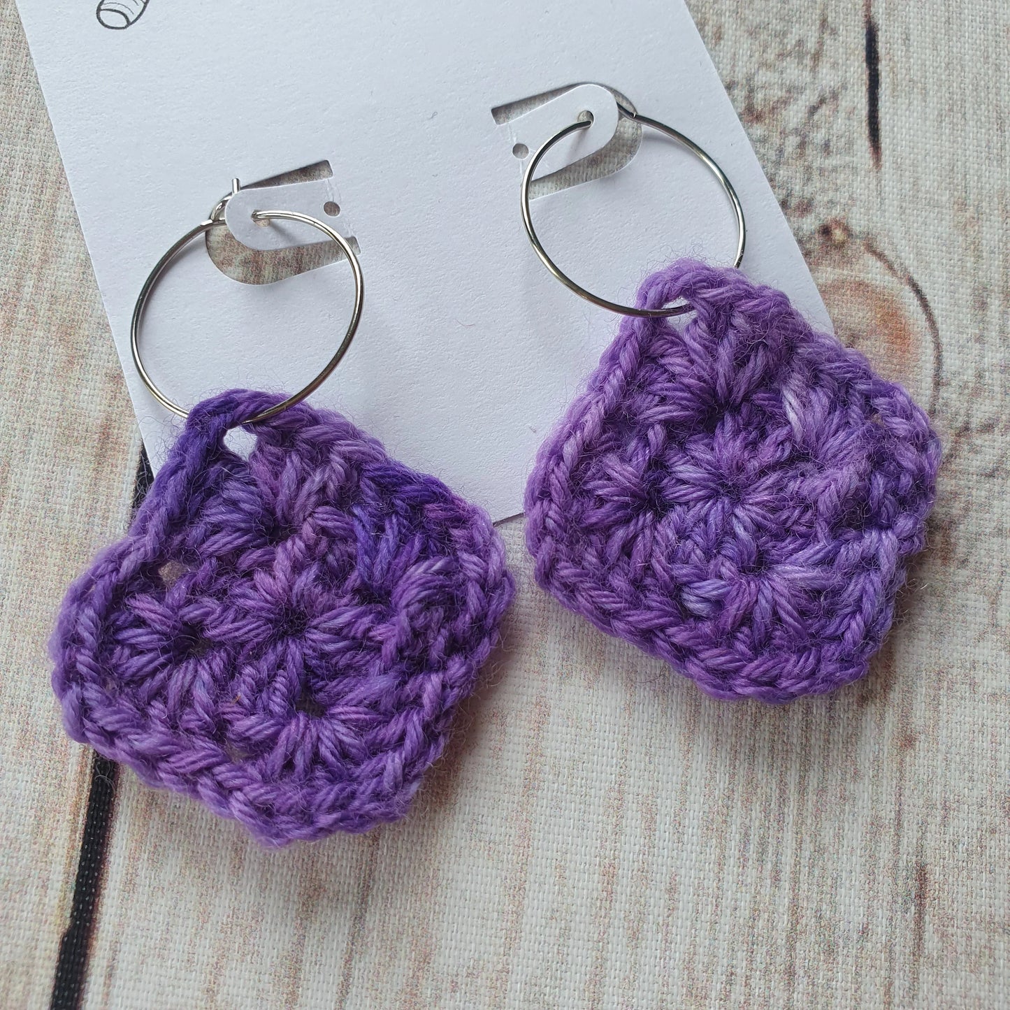 Granny Square Earrings - Hoop Stainless Steel