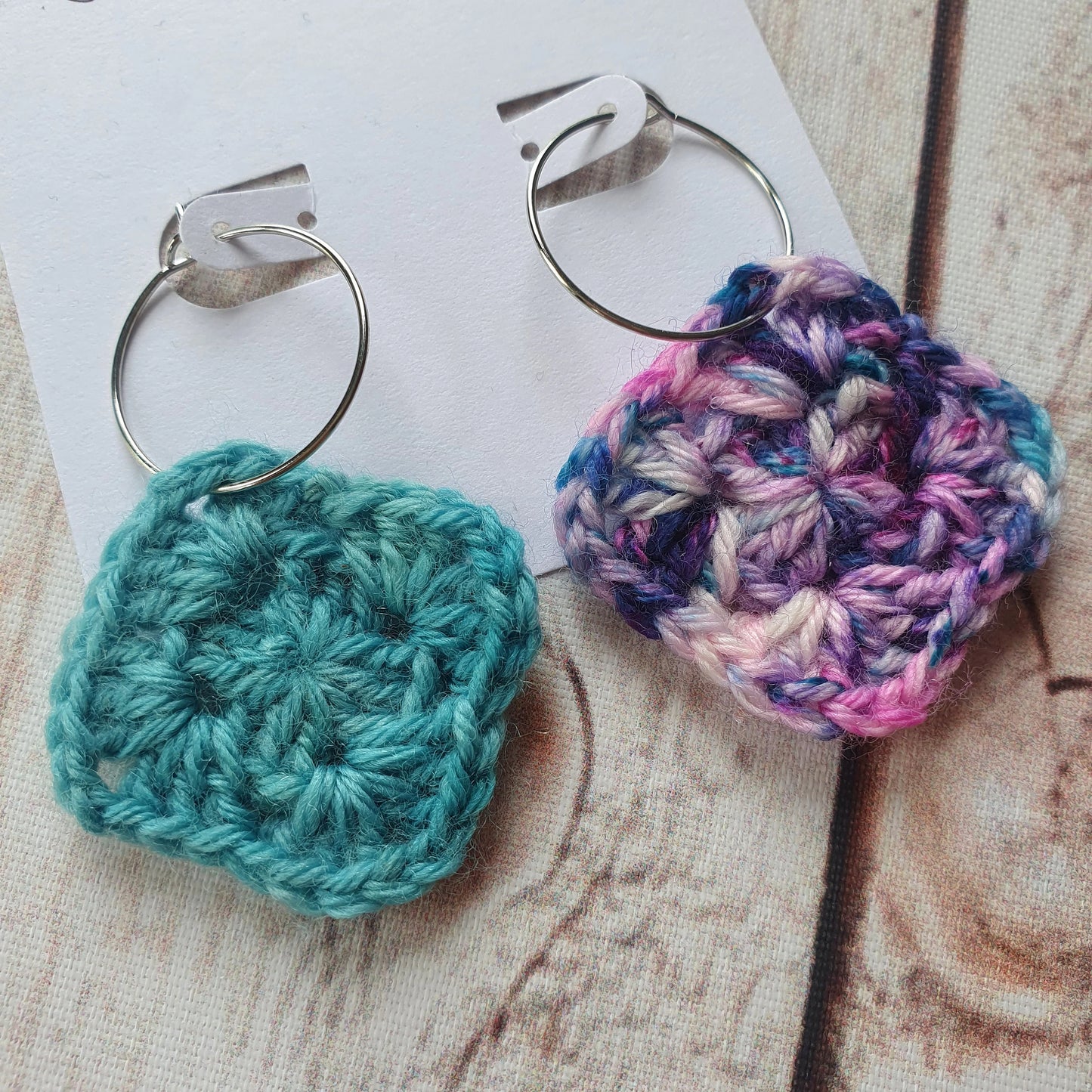 Granny Square Earrings - Hoop Stainless Steel