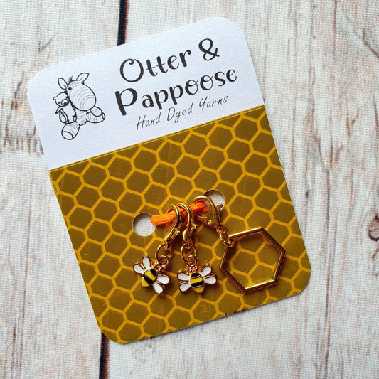 Bee and Hexagon stitch markers / progress keepers