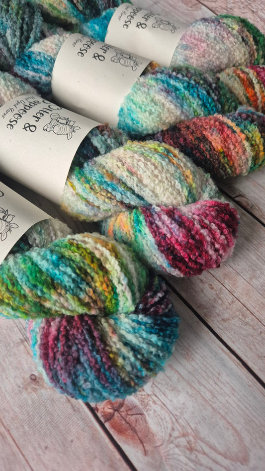 Peacock - Hand dyed yarn - DK Boucle